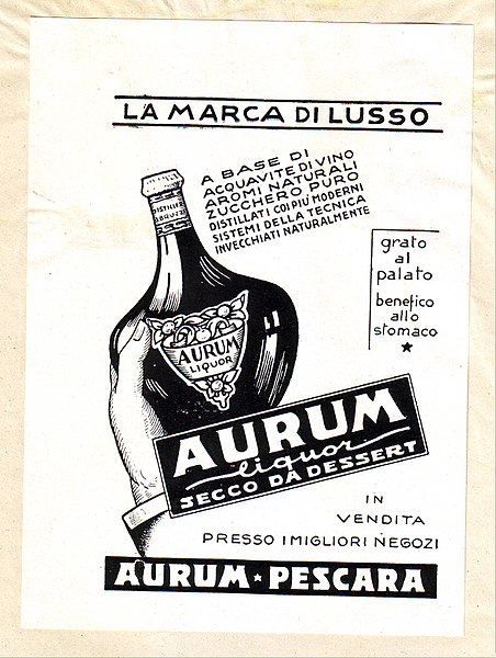 File:Distilleria Aurum, manifesto pubblicitario, Pescara sec. XX - san dl SAN IMG-00003174.jpg