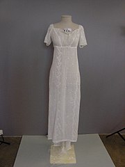 Classic empire line gown, muslin with tambour, c. 1805
