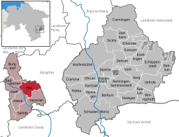 Läget för kommunen Elbe i Landkreis Wolfenbüttel