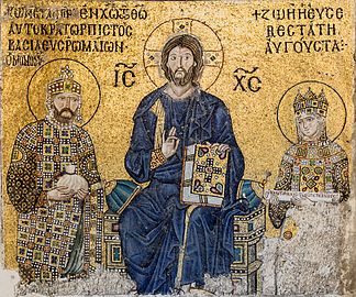 Keizer Konstantyn IX, Kristus Pantockator en keizerin Zoë