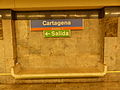 Estación de Cartagena, cartel de la estación, Línea 7, Madrid, España, 2015.JPG