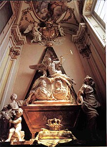 Tomb of Philip V and Elizabeth Farnese in the Collegiate Church of the Holy Trinity, in the Royal Palace of La Granja de San Ildefonso (Segovia). FelipVTomba.jpg