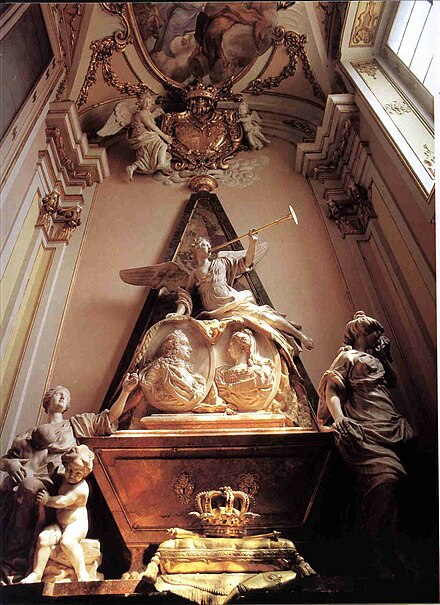 Tomb of Philip V and Elizabeth Farnese in the Collegiate Church of the Holy Trinity, in the Royal Palace of La Granja de San Ildefonso (Segovia).