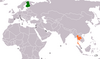 Location map for Finland and Thailand.