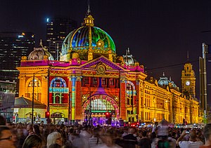 Flinders Street station during White Night 2013 Flinders Street Station during White Night.jpg