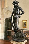 David; by Donatello; c. 1460s; bronze; height: 1.6 m; Bargello (Florence)[149]