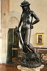 Donatello, David met het hoofd van Goliath, brons, ca. 1450, Bargello, Florence