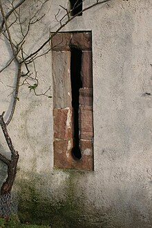 Some of the original castle fortifications showing under later walled construction Foulis1.jpg