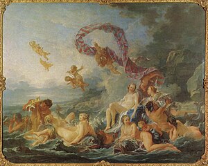 François Boucher's 1740 painting Triumph of Venus is the model for Epistle 25, All blow now!, where Bellman humorously contrasts rococo classical allusions with bawdy remarks.