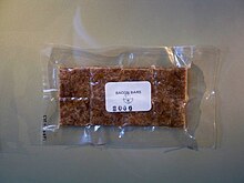 Freeze-dried foods, such as this bacon bar, are considered superior in camping applications. Freeze-dried bacon bars.jpg