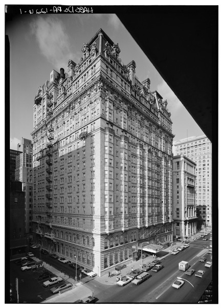 File:GENERAL VIEW FROM SOUTHEAST - Bellevue-Stratford Hotel, Broad and Walnut Streets, Philadelphia, Philadelphia County, PA HABS PA,51-PHILA,344-1.tif