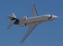 Falcon 900EX (G-GALX) during a flyby. Galactic Girl flyby (G-GALX).jpg