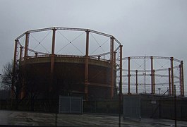 Gasometers are also seen in Lowry's paintings