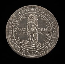 German or Austrian 16th Century. John Huss Centenary Medal [reverse] . Silver, 4.33 cm. National Gallery of Art, Washington. Samuel H. Kress Collection German or Austrian 16th Century, John Huss Centenary Medal (reverse), 1515, NGA 45407.jpg