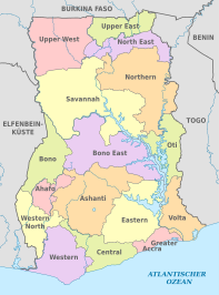 Ghana, administrative divisions 2018 - de - colored.svg