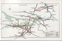 Railway Clearing House diagram of lines in Glasgow in 1904 Glasgow RJD 29.jpg