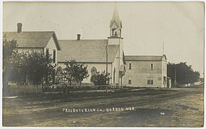 Presbyterian Church on a vintage postcard Gordon NE Presby PHS1043.jpg