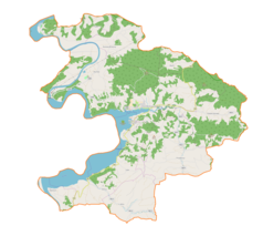 Mapa konturowa gminy Gródek nad Dunajcem, blisko centrum po prawej na dole znajduje się punkt z opisem „Przydonica”