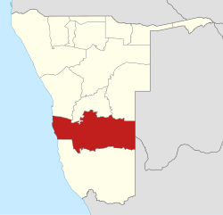 Localização da região de Hardap na Namíbia