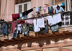 Balconies with drying wash. Havana (La Habana), Cuba