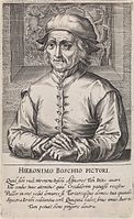 Portrait of Hieronymus Bosch 1610. engraving. 20 × 12.2 cm (7.8 × 4.8 in). Various collections.