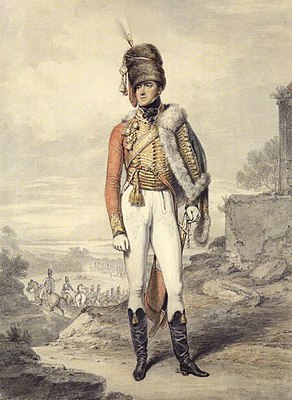 British hussar officer wearing a dolman, 1809