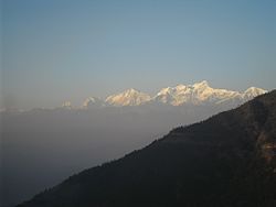 Blick auf den Himalaya von Chhayachhetra