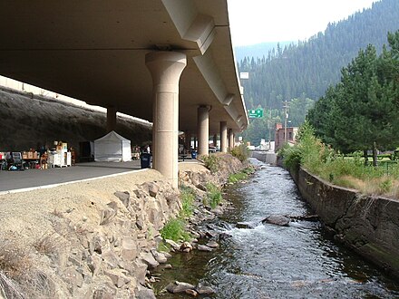 The viaduct bypassing Wallace, Idaho, opened in 1991 as one of the last sections of I-90.
