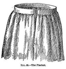 Illustration of a placket, or opening, made in the upper part of a petticoat or skirt for convenience in putting it on Illustration of a Placket.jpg