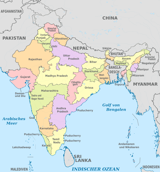 File:India (-claimed by others), administrative divisions - de - colored.svg