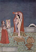 Indian artist, 1775. A woman putting on her clothes.