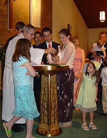 In many Christian denominations, the minor exorcism is an integral part of the baptismal liturgy. InfantBaptism.jpg