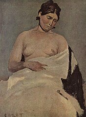 Femme assise aux seins nus