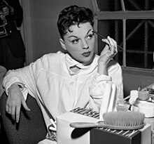 Garland in her dressing room at the Greek Theater (1957) Judy Garland at Greek Theater.jpg