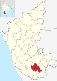 मानचित्र जिसमें मांडया ज़िला Mandya district ಮಂಡ್ಯ ಜಿಲ್ಲೆ हाइलाइटेड है