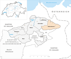 Harta e komunës Walzenhausen në distriktin Vorderland