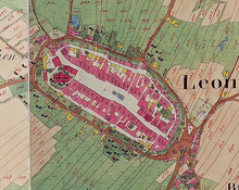 Leonfelden, Upper Austria. 'Franziszeische Landesaufnahme' 2nd Military Survey c. 1835 Leonfelden Town Plan.png