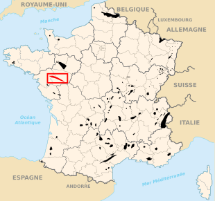 Mapa dos departamentos franceses.