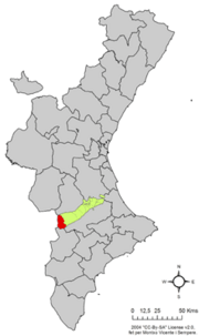 Localização do município de La Font de la Figuera na Comunidade Valenciana