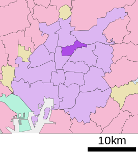 Lokasi Higashi di kota Nagoya