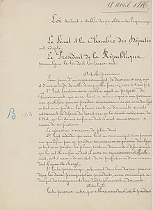 Loi du 18 avril 1886 tendant à établir des pénalités contre l’espionnage - Archives Nationales - A-1448 - (1 sur 4).jpg