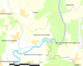 Mapa obce Heuilley-sur-Saône