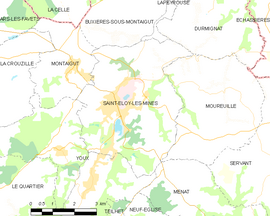 Mapa obce Saint-Éloy-les-Mines