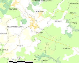 Mapa obce Darney