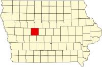 Map of Iowa highlighting Greene County