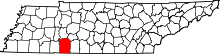 Harta e Wayne County në Tennessee