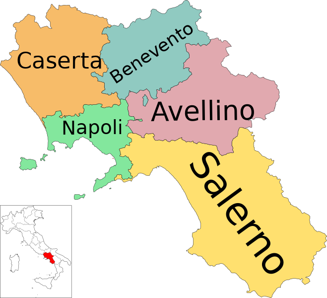File:Map of region of Campania, Italy, with provinces-it.svg
