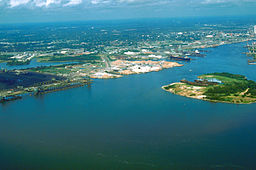 Mobile Alabama harbor aerial view