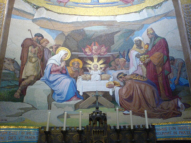 File:Mosaic in the in the Rosary Basilica, Lourdes 2.JPG