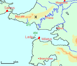 Карта Лады, Милета и полуострова Микале